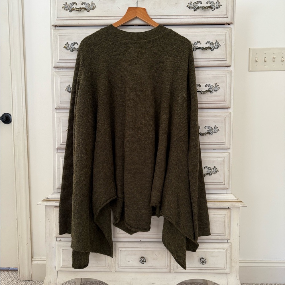 Anthropologie Forest Green Poncho Sweater
